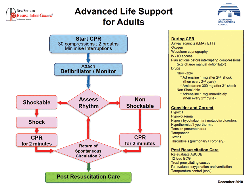 Figure 2. Australian Resuscitation Council advanced life support for adults algorithm