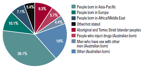 Figure 2. Distribution of Australia’s burden of chronic hepatitis B by priority population, 2011