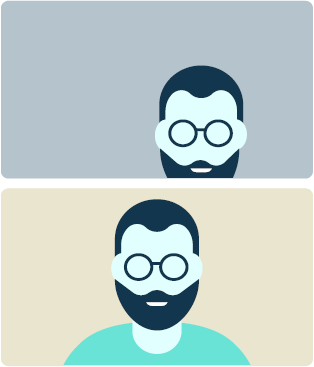 Illustration of faces on screens