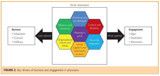 Figure 2. Key drivers of burnout and engagement on physicians